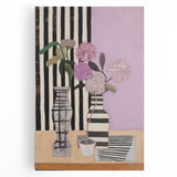 Modern Electric Art Canvas - Lilac Floral Arrangement with Bold Stripes