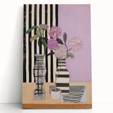Modern Electric Art Canvas - Lilac Floral Arrangement with Bold Stripes
