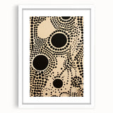 Abstract Electric Art Canvas - Bold Black Circles on Beige Pattern Design