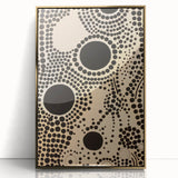 Abstract Electric Art Canvas - Bold Black Circles on Beige Pattern Design