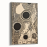 Abstract Electric Art Canvas - Bold Black Circles on Beige Pattern Design