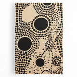 Abstract Electric Art Canvas - Bold Black Circles on Beige Pattern Design
