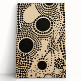 Abstract Electric Art Canvas - Bold Black Circles on Beige Pattern Design