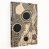 Abstract Electric Art Canvas - Bold Black Circles on Beige Pattern Design
