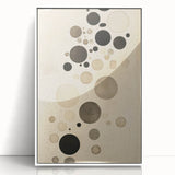 Electric Art Canvas - Minimalist Black and Beige Floating Circle Design