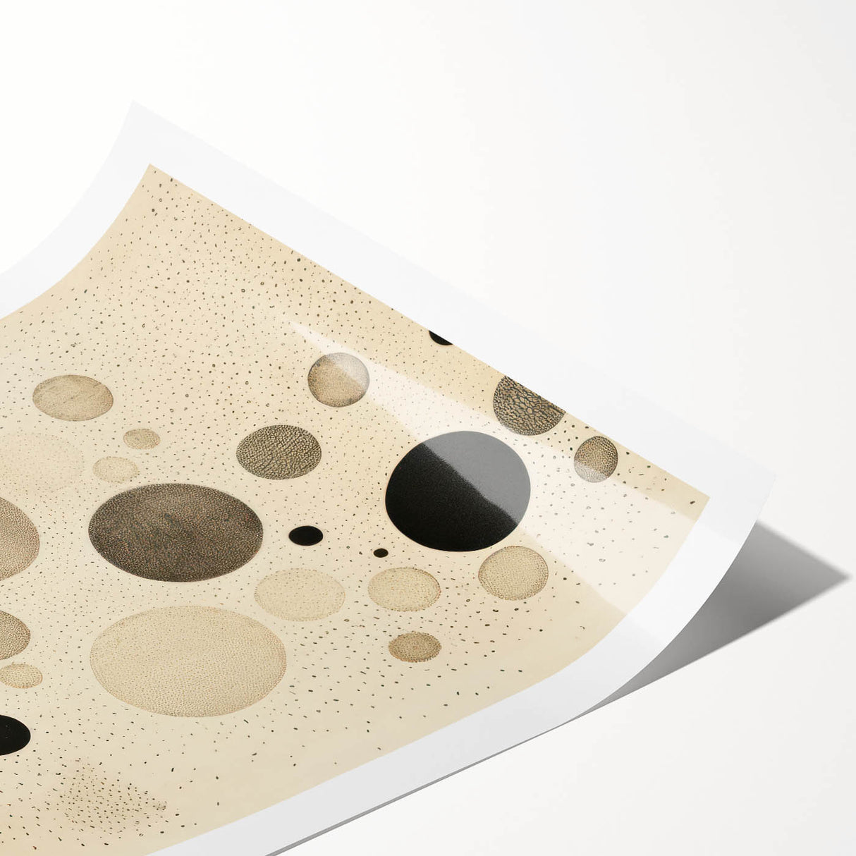 Electric Art Canvas - Minimalist Black and Beige Floating Circle Design