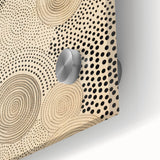 Electric Art Canvas - Abstract Black Spiral Dots on Beige Background