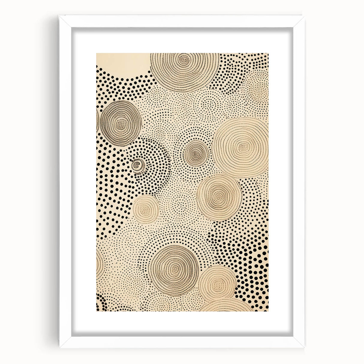 Electric Art Canvas - Abstract Black Spiral Dots on Beige Background