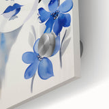 Electric Art Canvas - Blue Floral Portrait with Monochrome Accents