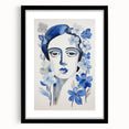 Electric Art Canvas - Blue Floral Portrait with Monochrome Accents