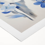 Electric Art Canvas - Blue Floral Portrait with Monochrome Accents