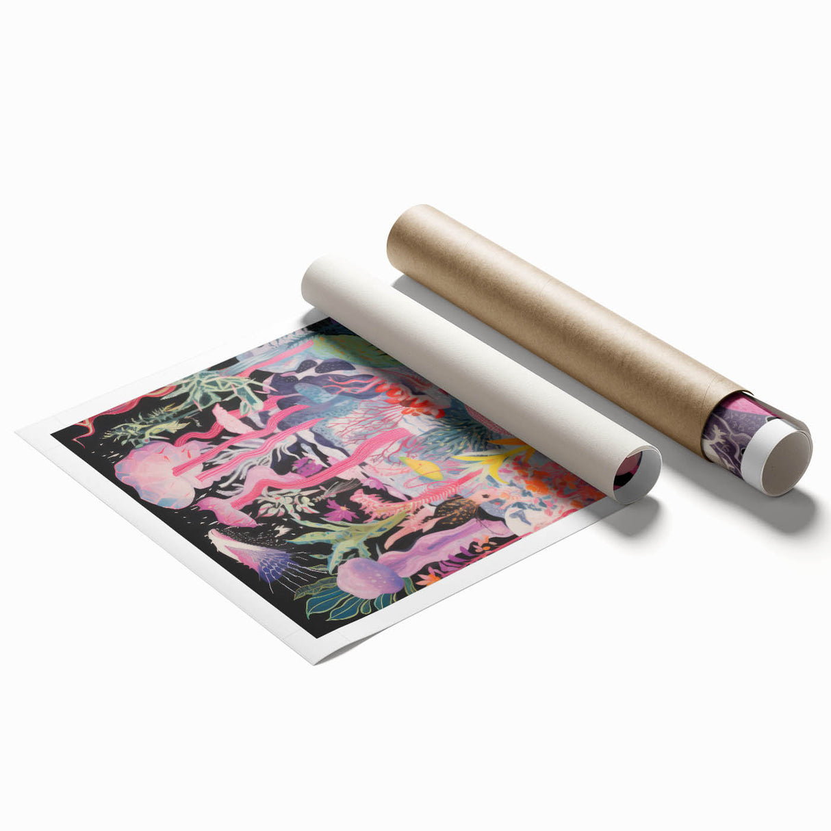 Electric Art Canvas - Vibrant Fantasy Jungle with Colorful Creatures