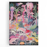 Electric Art Canvas - Vibrant Fantasy Jungle with Colorful Creatures
