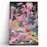 Electric Art Canvas - Vibrant Fantasy Jungle with Colorful Creatures