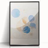 Abstract Electric Art Canvas - Blue and Beige Organic Fluid Patterns