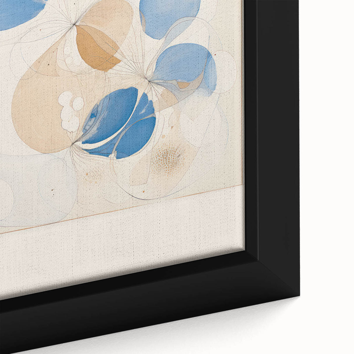Abstract Electric Art Canvas - Blue and Beige Organic Fluid Patterns