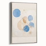 Abstract Electric Art Canvas - Blue and Beige Organic Fluid Patterns