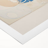 Abstract Electric Art Canvas - Blue and Beige Organic Fluid Patterns