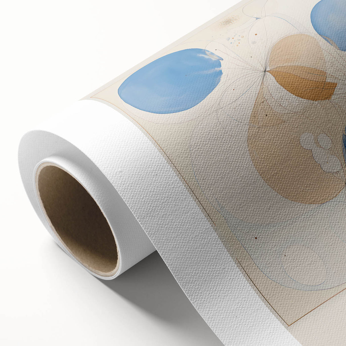 Abstract Electric Art Canvas - Blue and Beige Organic Fluid Patterns
