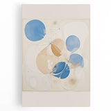 Abstract Electric Art Canvas - Blue and Beige Organic Fluid Patterns