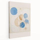 Abstract Electric Art Canvas - Blue and Beige Organic Fluid Patterns