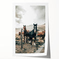 Farmhouse Wall Art: Country Horses in Rustic Landscape for Farmhouse Decor