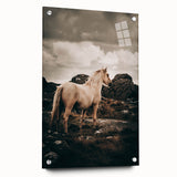 Rustic Horse in Rocky Landscape Farmhouse Wall Art – Country Style Decor