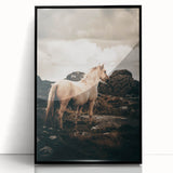 Rustic Horse in Rocky Landscape Farmhouse Wall Art – Country Style Decor