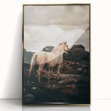 Rustic Horse in Rocky Landscape Farmhouse Wall Art – Country Style Decor
