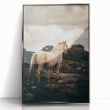 Rustic Horse in Rocky Landscape Farmhouse Wall Art – Country Style Decor