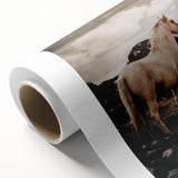 Rustic Horse in Rocky Landscape Farmhouse Wall Art – Country Style Decor