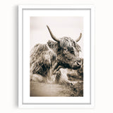 Sepia Highland Cow Wall Art | Tranquil Farmhouse Animal Decor