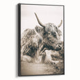 Sepia Highland Cow Wall Art | Tranquil Farmhouse Animal Decor