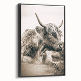 Sepia Highland Cow Wall Art | Tranquil Farmhouse Animal Decor