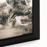 Sepia Highland Cow Wall Art | Tranquil Farmhouse Animal Decor