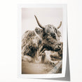 Sepia Highland Cow Wall Art | Tranquil Farmhouse Animal Decor