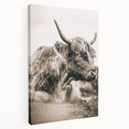 Sepia Highland Cow Wall Art | Tranquil Farmhouse Animal Decor