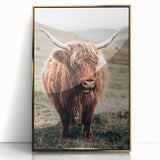 Farmhouse Wall Art of Highland Cow – Rustic Country Style Decor