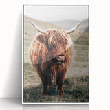 Farmhouse Wall Art of Highland Cow – Rustic Country Style Decor