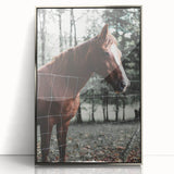 Farmhouse Wall Art Horse by Fence Print | Rustic Country Animal Decor
