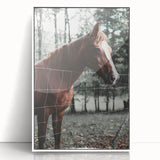 Farmhouse Wall Art Horse by Fence Print | Rustic Country Animal Decor