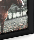 Farmhouse Wall Art Horse by Fence Print | Rustic Country Animal Decor
