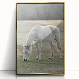 Farmhouse Wall Art of Grazing White Horse – Rustic Country Style Decor