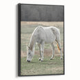 Farmhouse Wall Art of Grazing White Horse – Rustic Country Style Decor