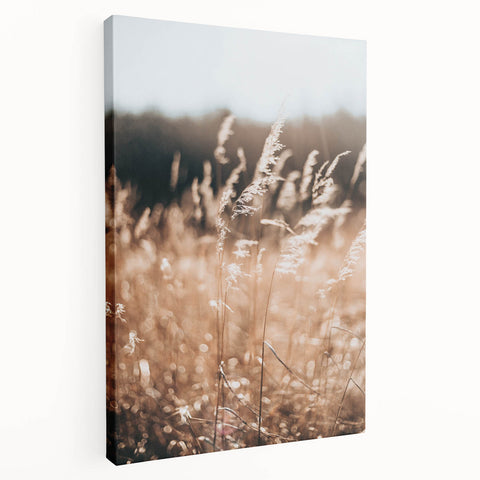 Sunlit Grass Field Farmhouse Wall Art – Rustic Country Style Decor