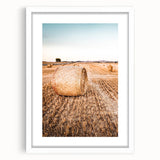 Farmhouse Wall Art of Hay Bales in Field – Rustic Country Style Decor