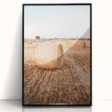 Farmhouse Wall Art of Hay Bales in Field – Rustic Country Style Decor