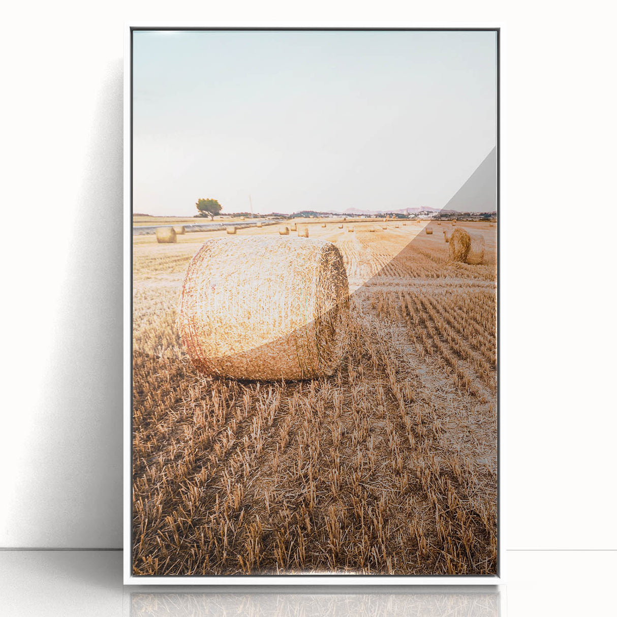 Farmhouse Wall Art of Hay Bales in Field – Rustic Country Style Decor
