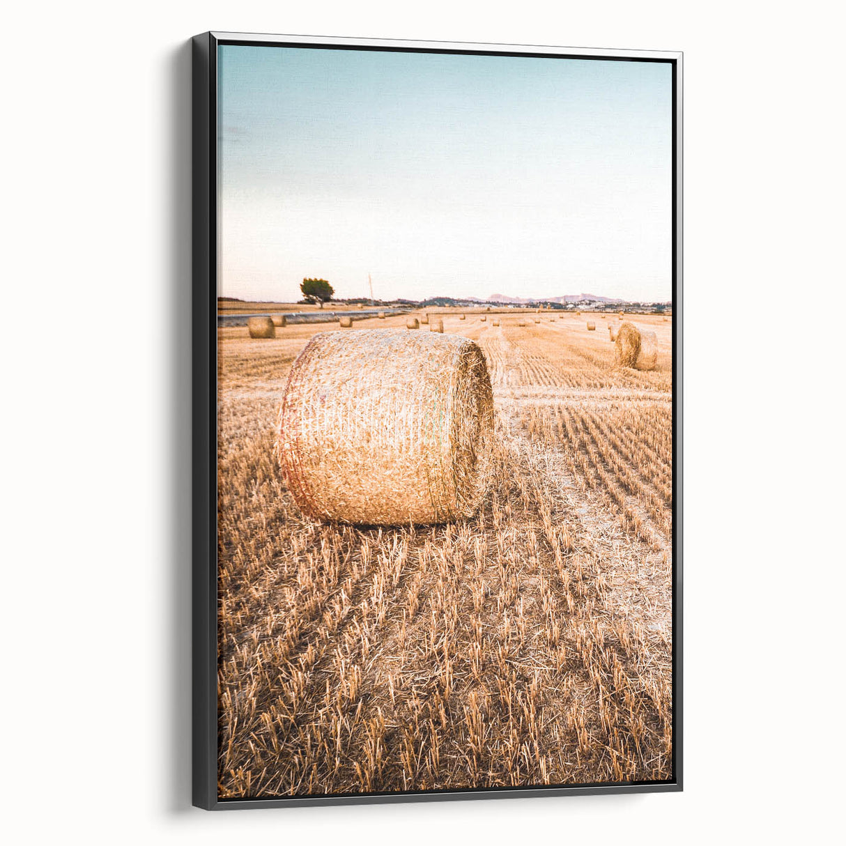 Farmhouse Wall Art of Hay Bales in Field – Rustic Country Style Decor