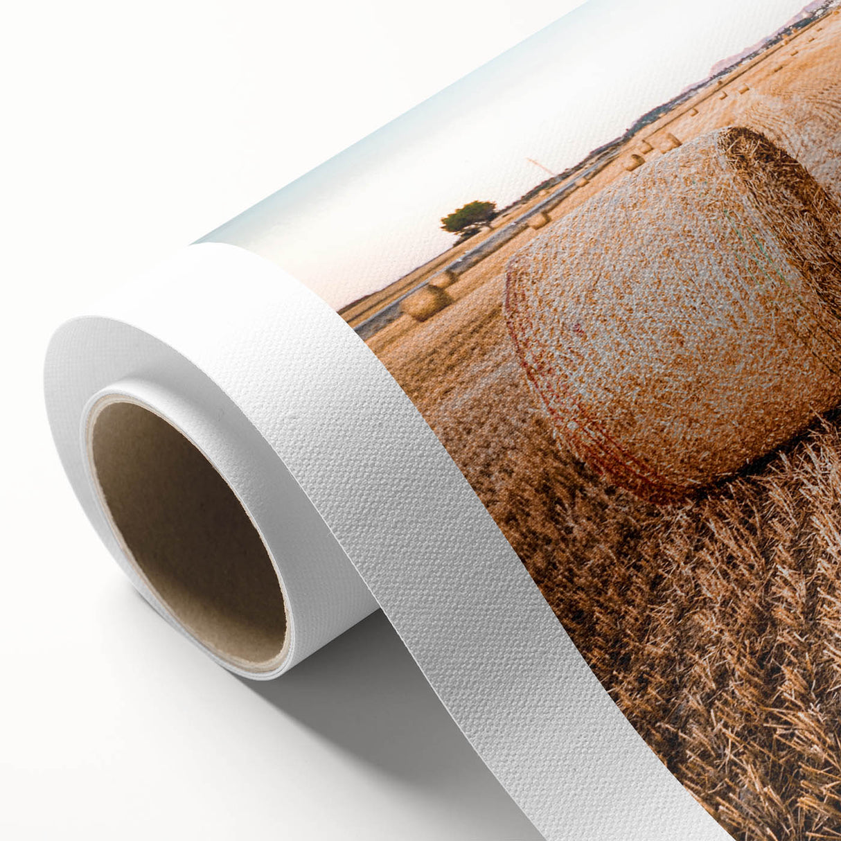 Farmhouse Wall Art of Hay Bales in Field – Rustic Country Style Decor